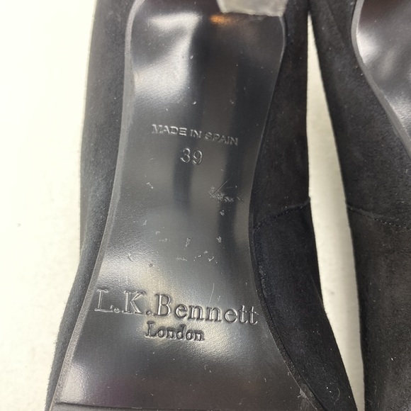 L.K. Bennett Suede Mesh Peep-Toe High Heels, Black, EU 39= Women's US size 8 - Picture 10 of 14